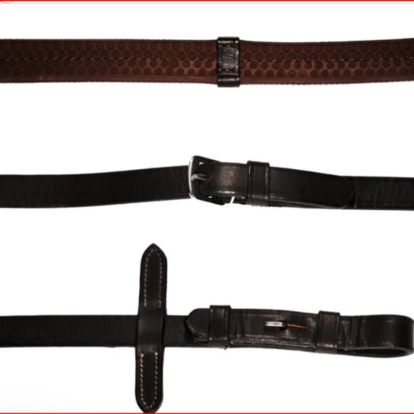 NWT. Leather & Rubber Grip Reins (Flat) - Brown (Silver fittings) - Picture 2 of 2